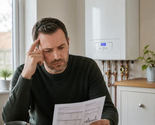 customer reading heating bills
